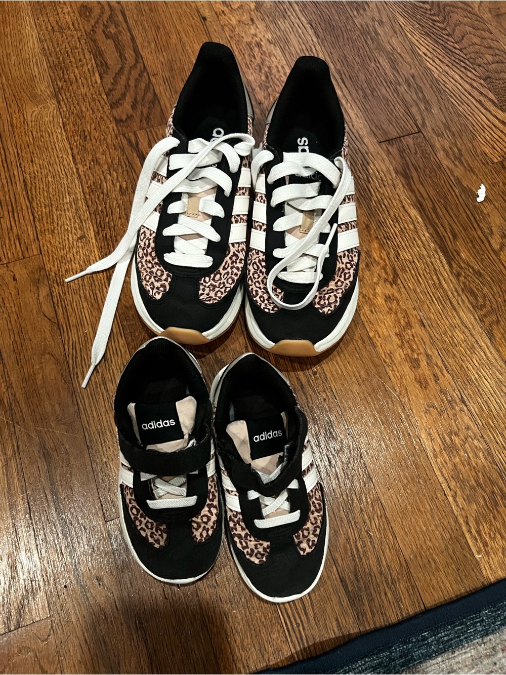 adidas Leopard-Print Retro Runner in Black, Tan & Cream mom and me 2 shoes